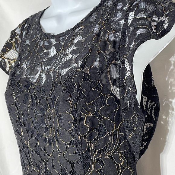 NWT Donna Ricco Lace Romper Elegant Black and Gold Size 2 - Picture 1 of 12